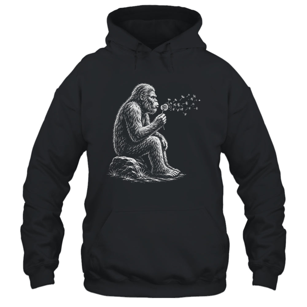 Bigfoot Blowing Wishes Dandelion Vintage Sasquatch Art Shirt & Hoodie | siriusteestore