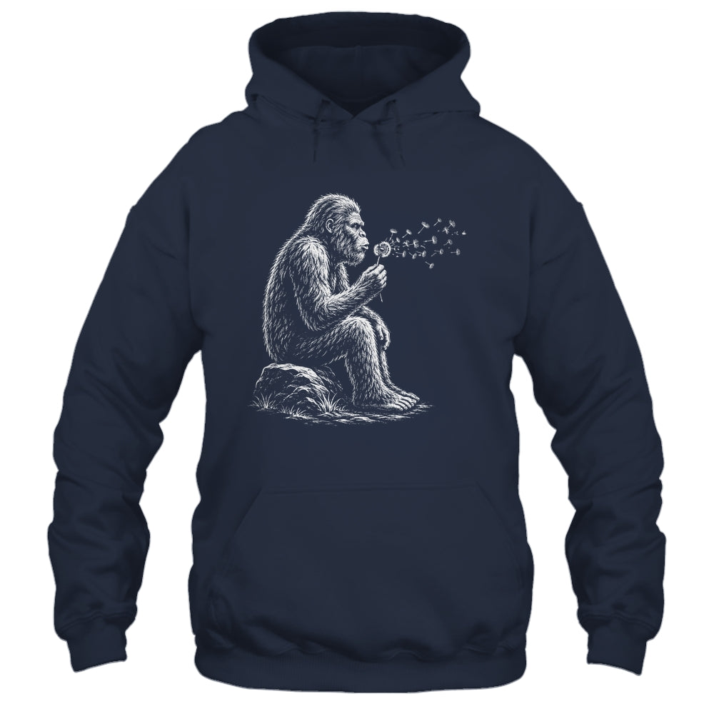 Bigfoot Blowing Wishes Dandelion Vintage Sasquatch Art Shirt & Hoodie | siriusteestore