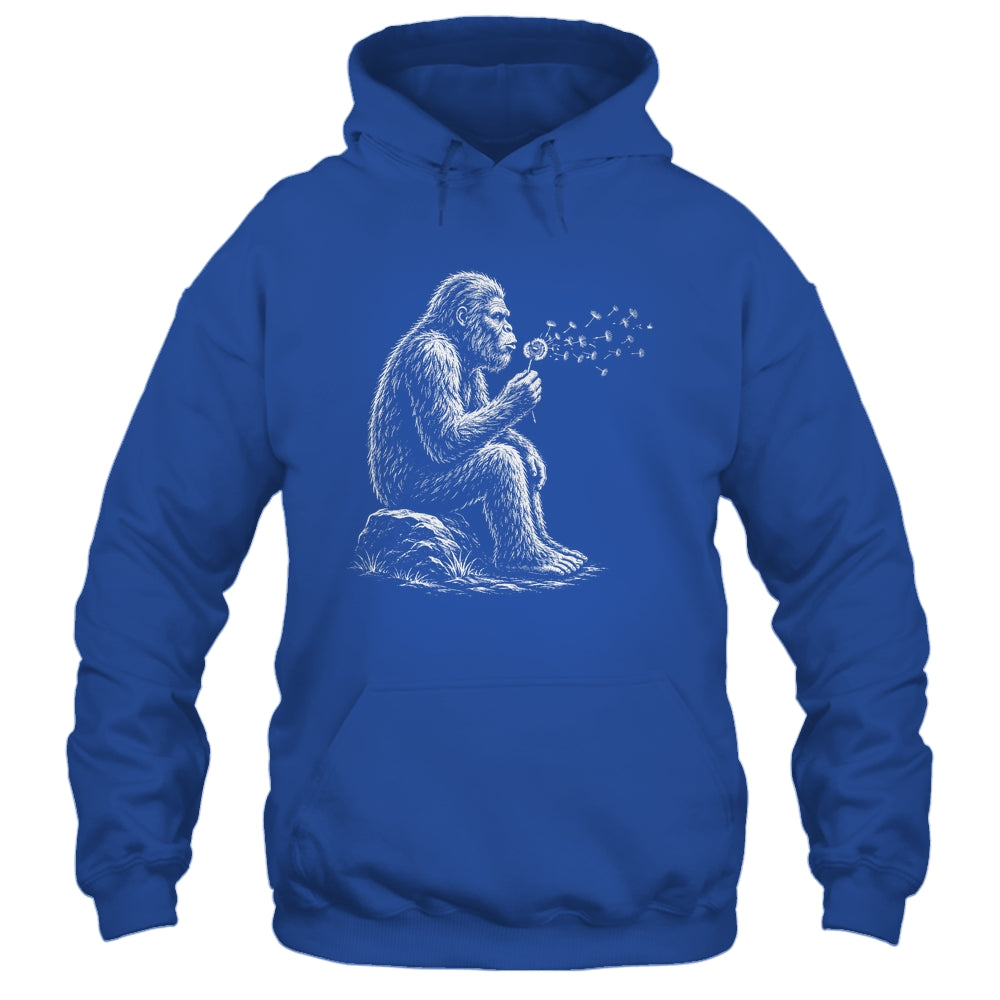 Bigfoot Blowing Wishes Dandelion Vintage Sasquatch Art Shirt & Hoodie | siriusteestore
