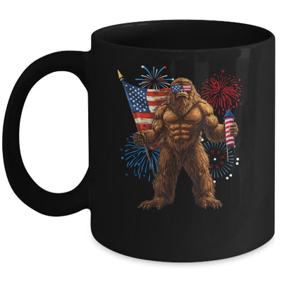 Bigfoot Fireworks 4th Of July Men Sasquatch American US Flag Mug | siriusteestore