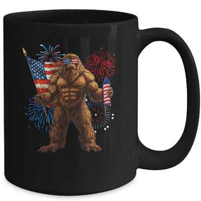 Bigfoot Fireworks 4th Of July Men Sasquatch American US Flag Mug | siriusteestore