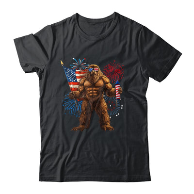Bigfoot Fireworks 4th Of July Men Sasquatch American US Flag Shirt & Tank Top | siriusteestore