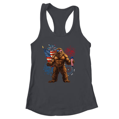Bigfoot Fireworks 4th Of July Men Sasquatch American US Flag Shirt & Tank Top | siriusteestore