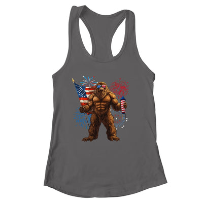 Bigfoot Fireworks 4th Of July Men Sasquatch American US Flag Shirt & Tank Top | siriusteestore