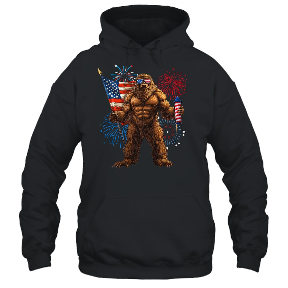 Bigfoot Fireworks 4th Of July Men Sasquatch American US Flag Shirt & Tank Top | siriusteestore