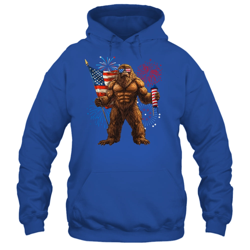 Bigfoot Fireworks 4th Of July Men Sasquatch American US Flag Shirt & Tank Top | siriusteestore
