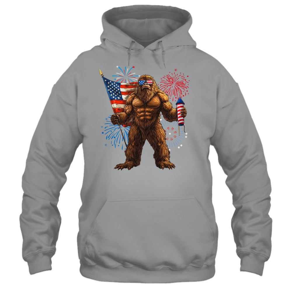 Bigfoot Fireworks 4th Of July Men Sasquatch American US Flag Shirt & Tank Top | siriusteestore
