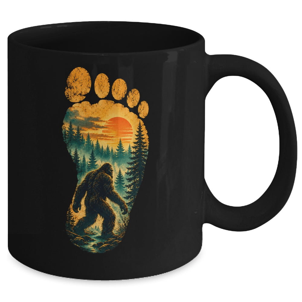 Bigfoot Footprint Moon Light Mountain Trees Forest Sasquatch Mug | siriusteestore