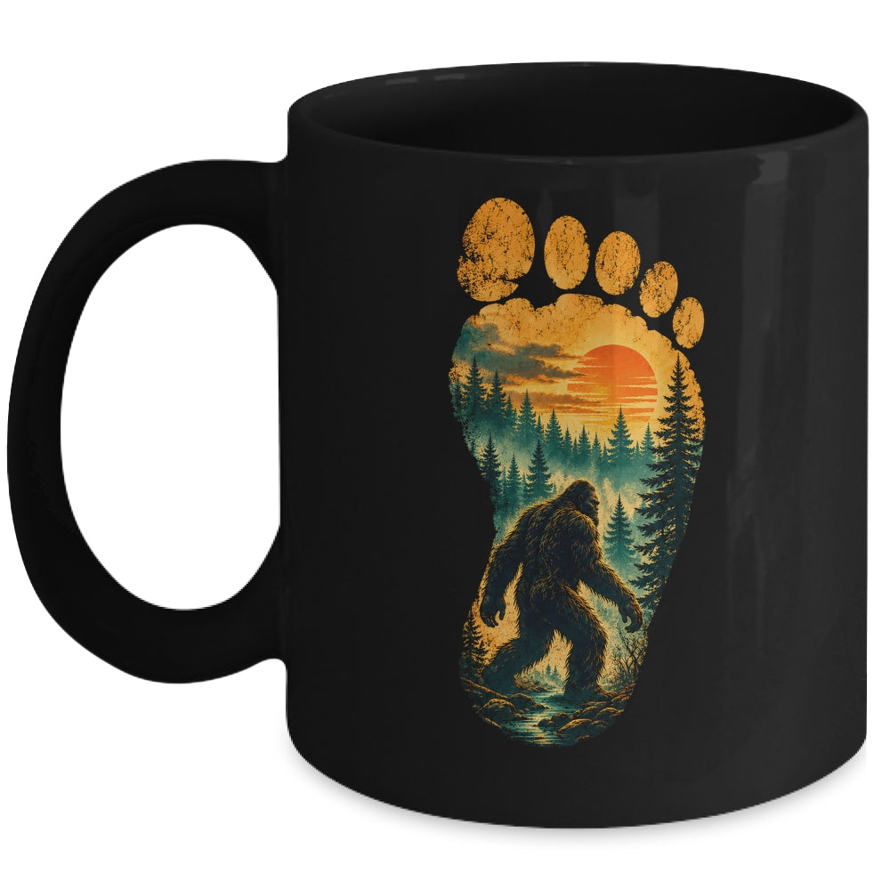 Bigfoot Footprint Moon Light Mountain Trees Forest Sasquatch Mug | siriusteestore