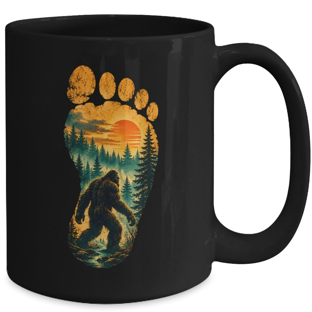 Bigfoot Footprint Moon Light Mountain Trees Forest Sasquatch Mug | siriusteestore
