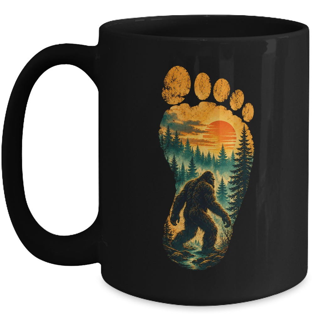 Bigfoot Footprint Moon Light Mountain Trees Forest Sasquatch Mug | siriusteestore