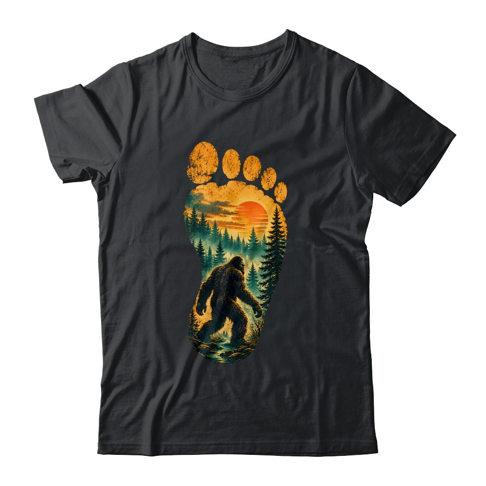 Bigfoot Footprint Moon Light Mountain Trees Forest Sasquatch Shirt & Tank Top | siriusteestore