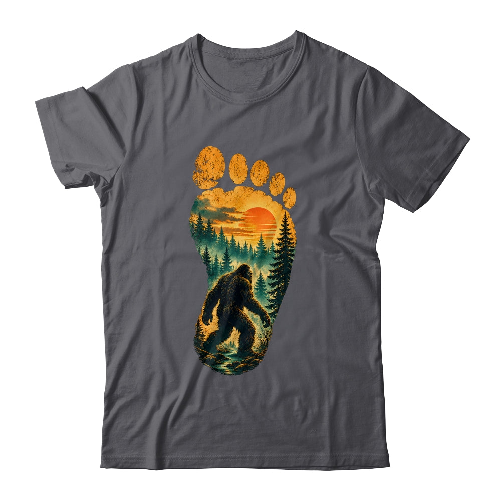 Bigfoot Footprint Moon Light Mountain Trees Forest Sasquatch Shirt & Tank Top | siriusteestore