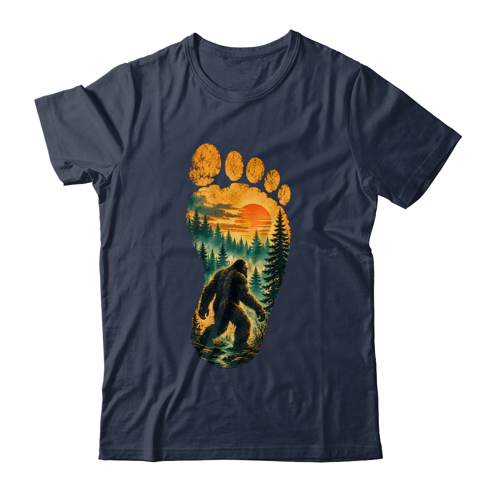 Bigfoot Footprint Moon Light Mountain Trees Forest Sasquatch Shirt & Tank Top | siriusteestore