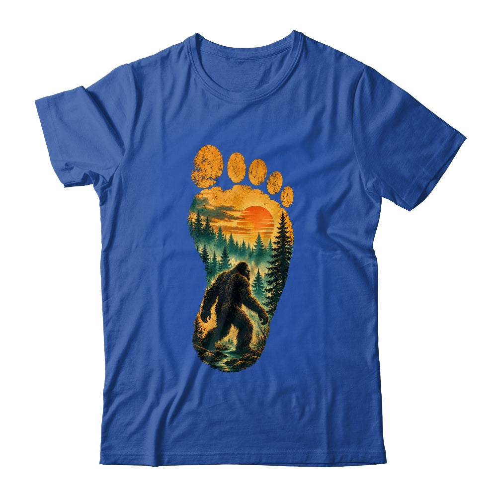 Bigfoot Footprint Moon Light Mountain Trees Forest Sasquatch Shirt & Tank Top | siriusteestore