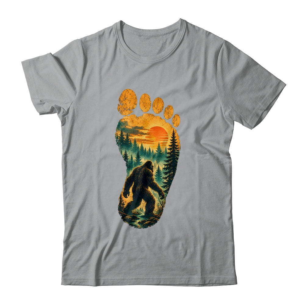 Bigfoot Footprint Moon Light Mountain Trees Forest Sasquatch Shirt & Tank Top | siriusteestore