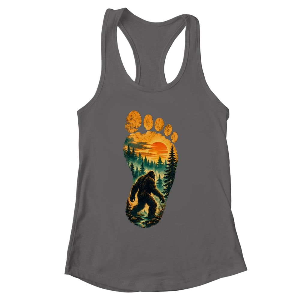 Bigfoot Footprint Moon Light Mountain Trees Forest Sasquatch Shirt & Tank Top | siriusteestore