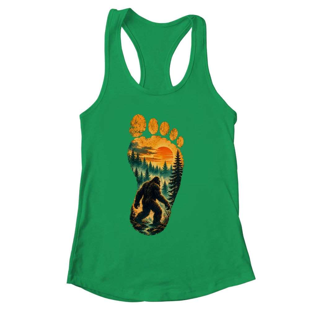 Bigfoot Footprint Moon Light Mountain Trees Forest Sasquatch Shirt & Tank Top | siriusteestore