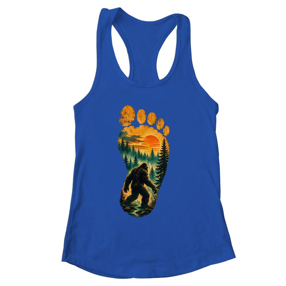 Bigfoot Footprint Moon Light Mountain Trees Forest Sasquatch Shirt & Tank Top | siriusteestore