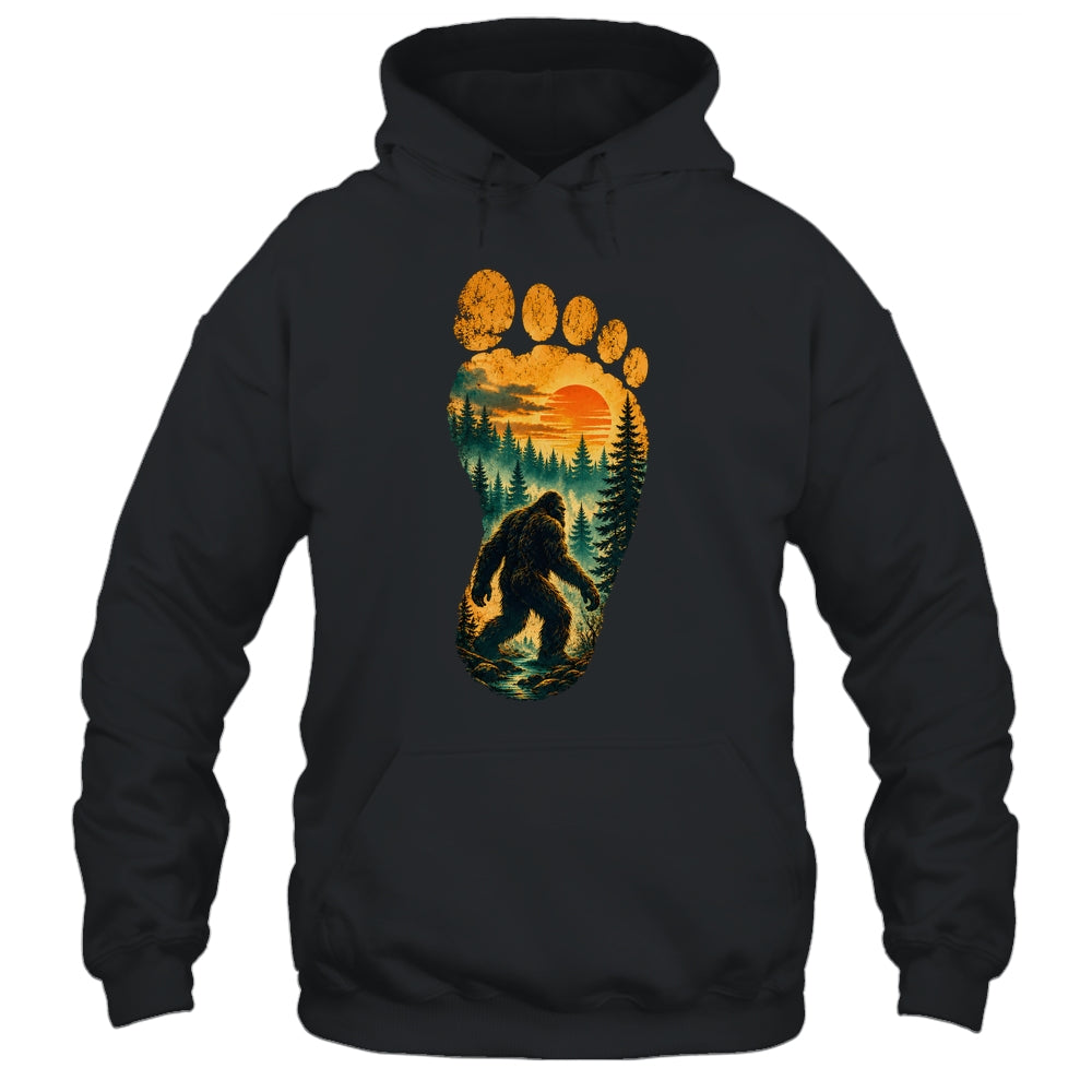 Bigfoot Footprint Moon Light Mountain Trees Forest Sasquatch Shirt & Tank Top | siriusteestore