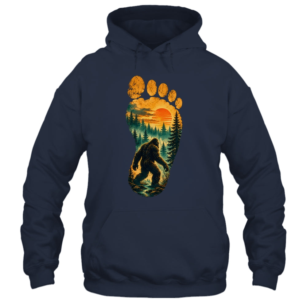 Bigfoot Footprint Moon Light Mountain Trees Forest Sasquatch Shirt & Tank Top | siriusteestore