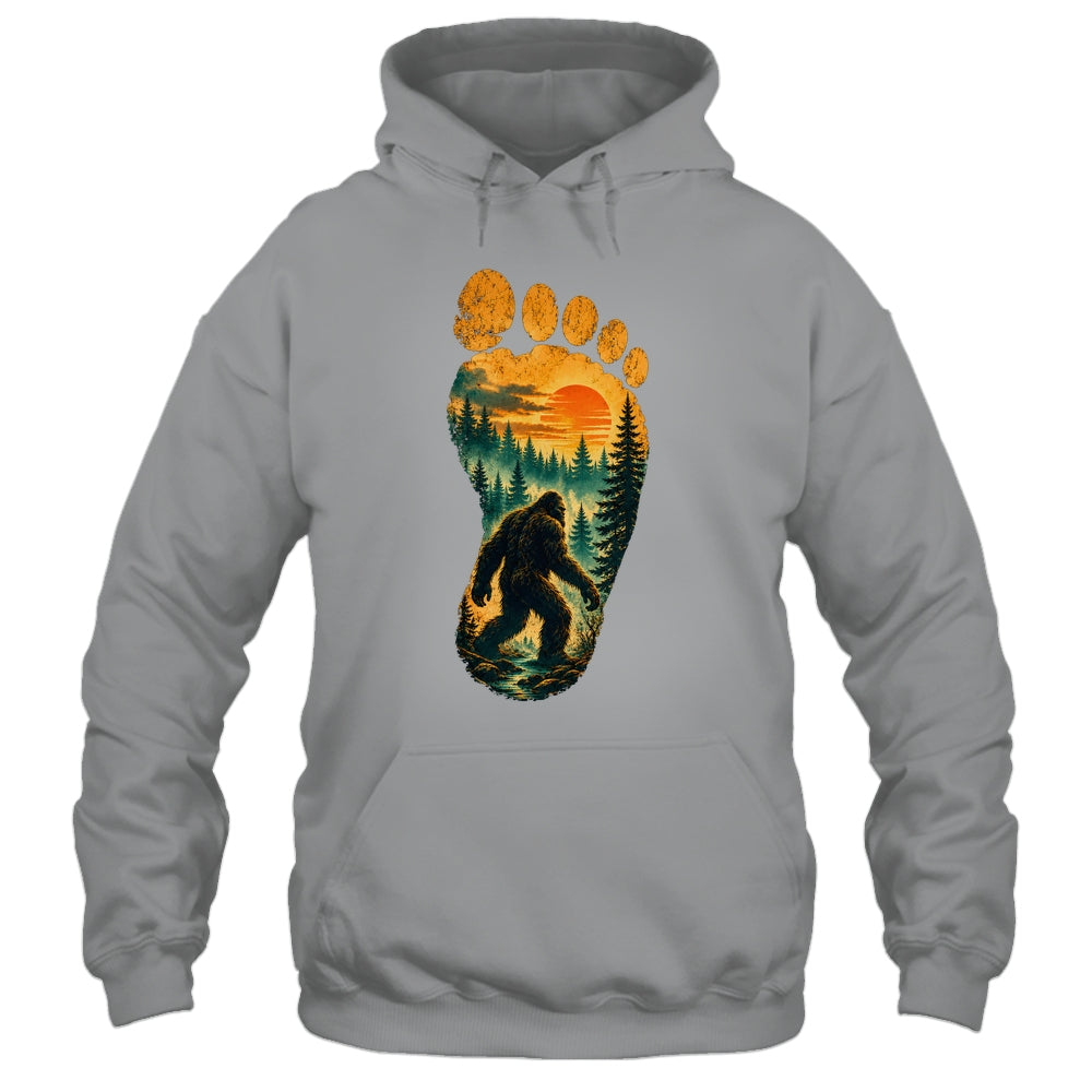 Bigfoot Footprint Moon Light Mountain Trees Forest Sasquatch Shirt & Tank Top | siriusteestore