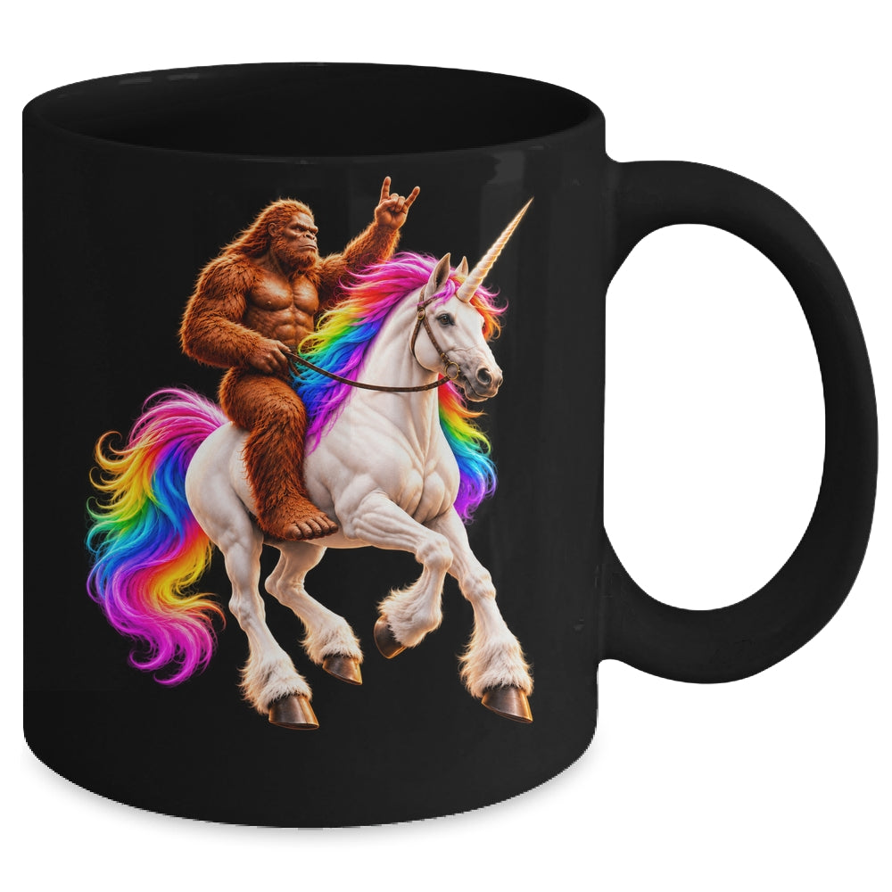 Bigfoot Riding Rainbow Unicorn Funny Sasquatch Fantasy Mug | siriusteestore