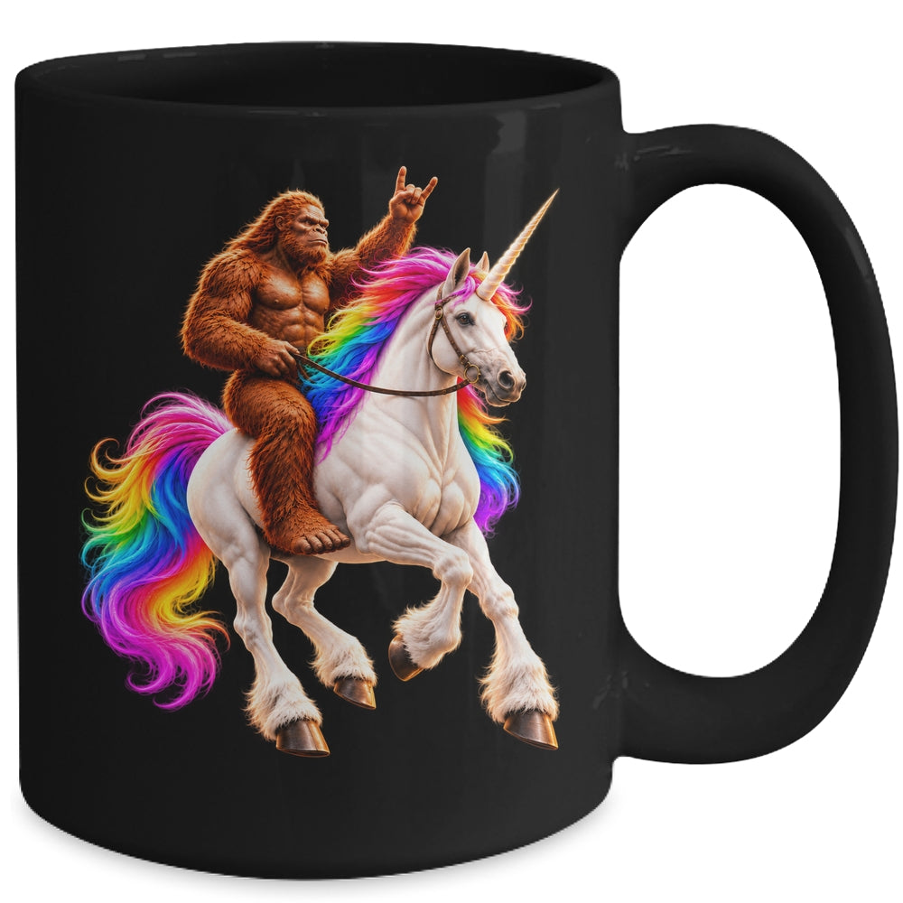 Bigfoot Riding Rainbow Unicorn Funny Sasquatch Fantasy Mug | siriusteestore