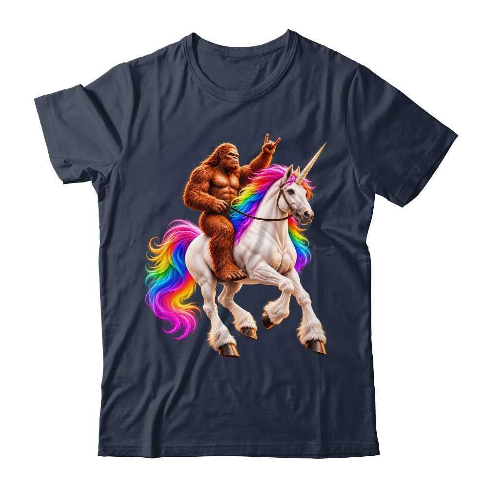 Bigfoot Riding Rainbow Unicorn Funny Sasquatch Fantasy Shirt & Tank Top | siriusteestore