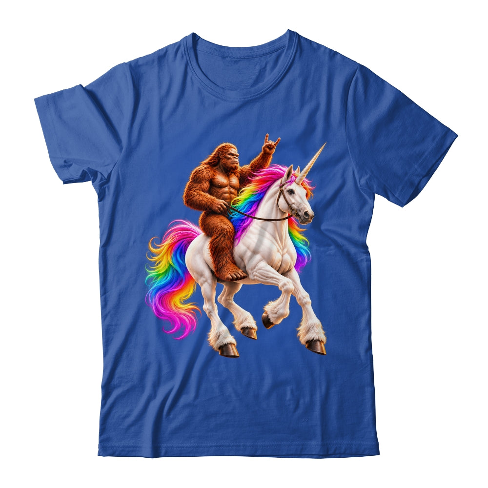 Bigfoot Riding Rainbow Unicorn Funny Sasquatch Fantasy Shirt & Tank Top | siriusteestore