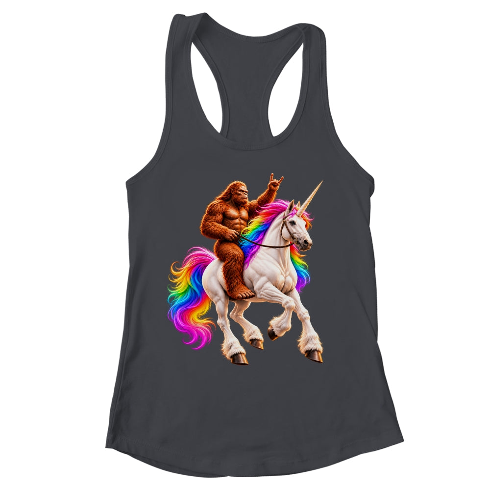 Bigfoot Riding Rainbow Unicorn Funny Sasquatch Fantasy Shirt & Tank Top | siriusteestore