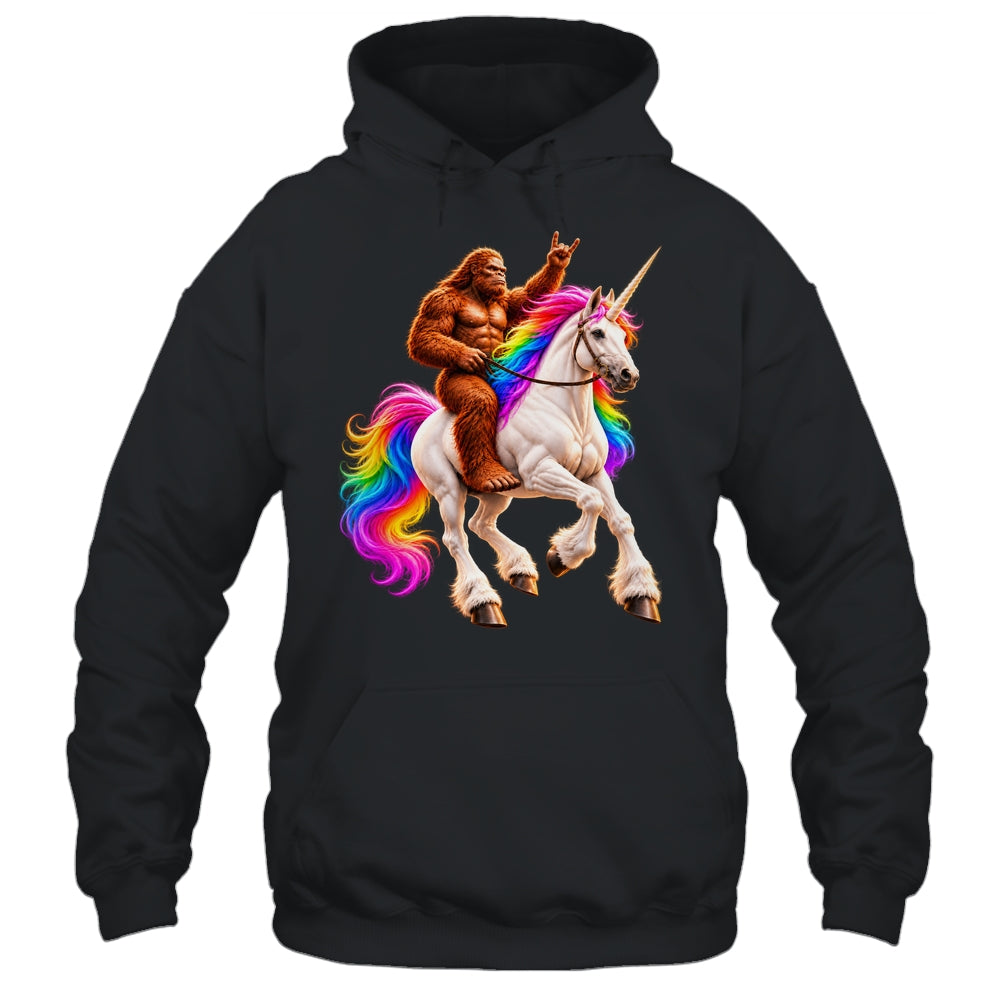 Bigfoot Riding Rainbow Unicorn Funny Sasquatch Fantasy Shirt & Tank Top | siriusteestore