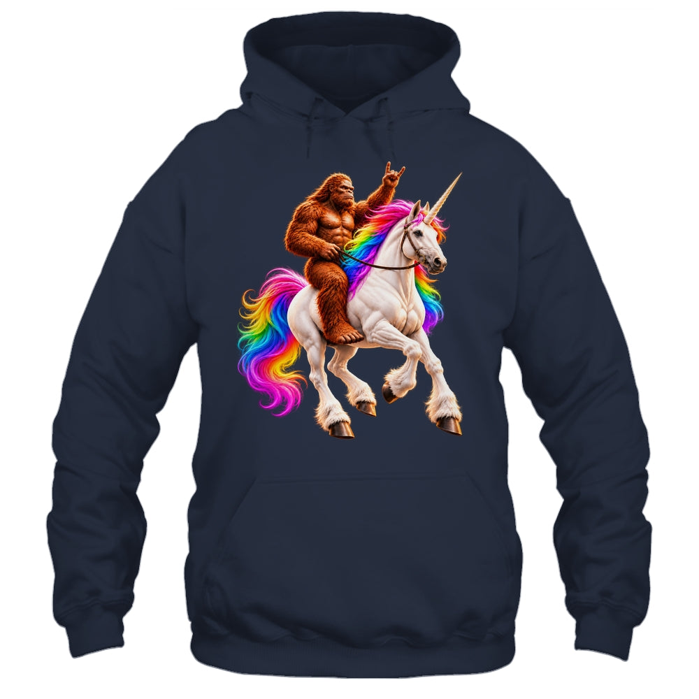 Bigfoot Riding Rainbow Unicorn Funny Sasquatch Fantasy Shirt & Tank Top | siriusteestore