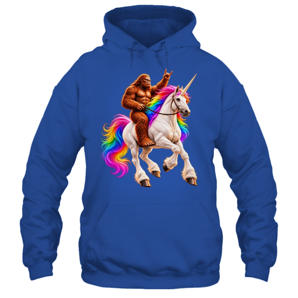 Bigfoot Riding Rainbow Unicorn Funny Sasquatch Fantasy Shirt & Tank Top | siriusteestore