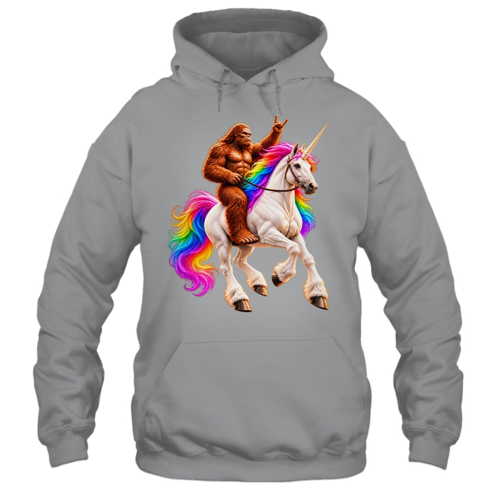 Bigfoot Riding Rainbow Unicorn Funny Sasquatch Fantasy Shirt & Tank Top | siriusteestore
