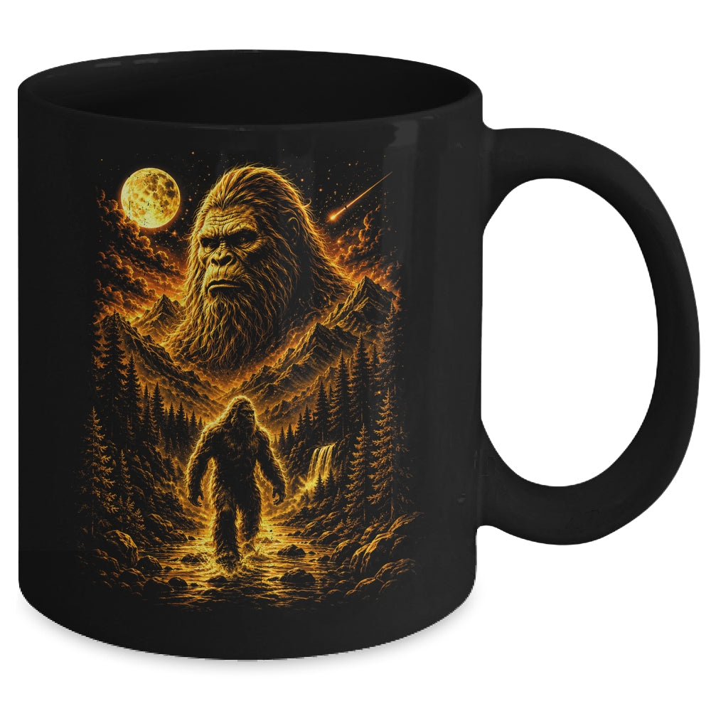 Bigfoot Sasquatch Graphic Moon Forest Cryptid Nature Outdoor Mug | siriusteestore