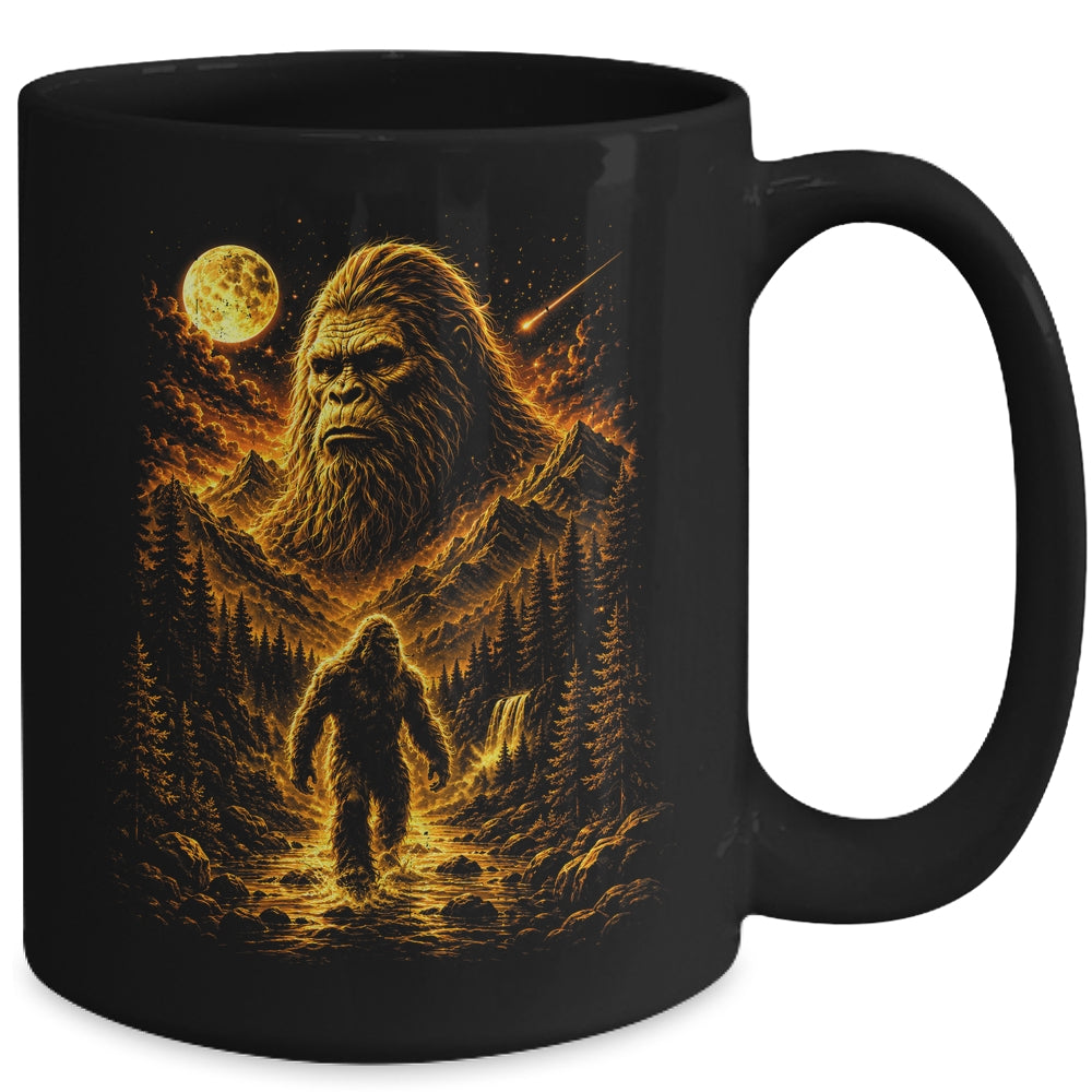 Bigfoot Sasquatch Graphic Moon Forest Cryptid Nature Outdoor Mug | siriusteestore