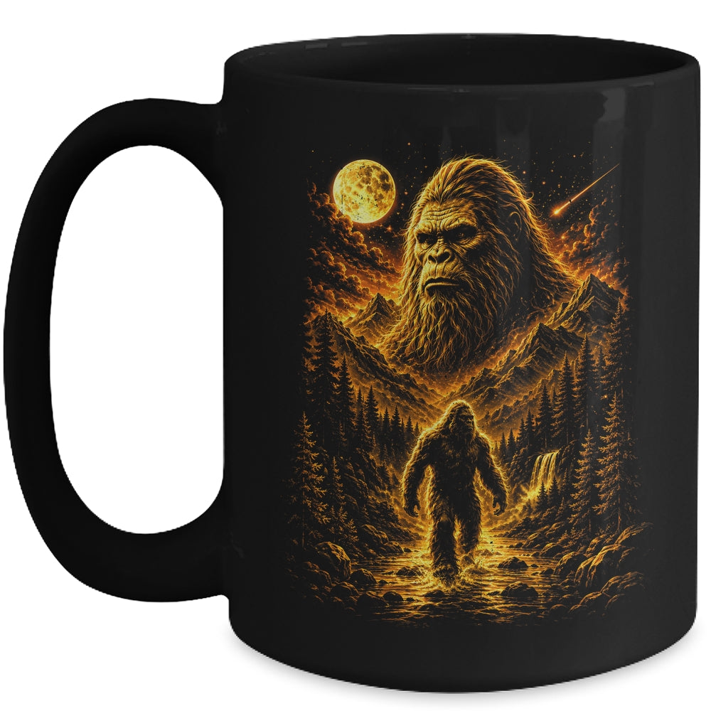 Bigfoot Sasquatch Graphic Moon Forest Cryptid Nature Outdoor Mug | siriusteestore