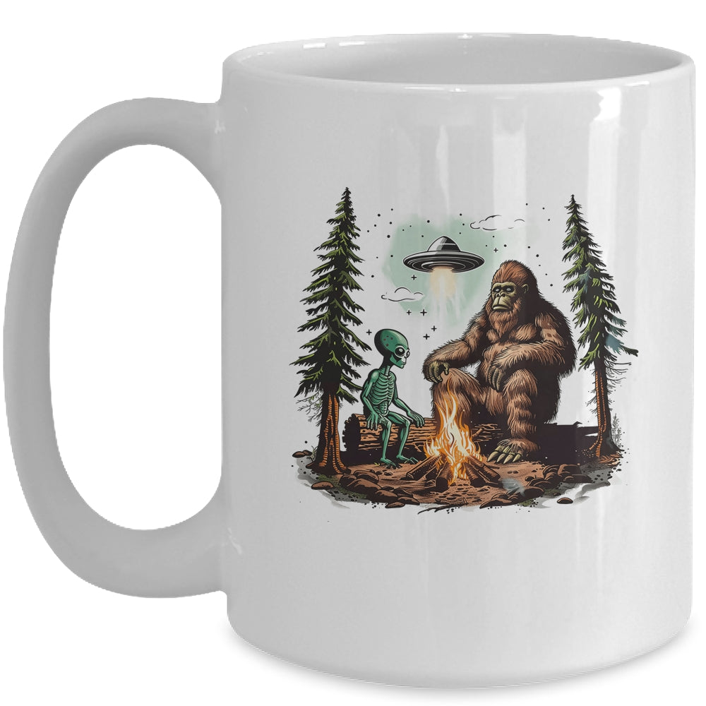 Bigfoot UFO Alien Campfire Hiking Sasquatch Outdoor Lovers Mug | siriusteestore