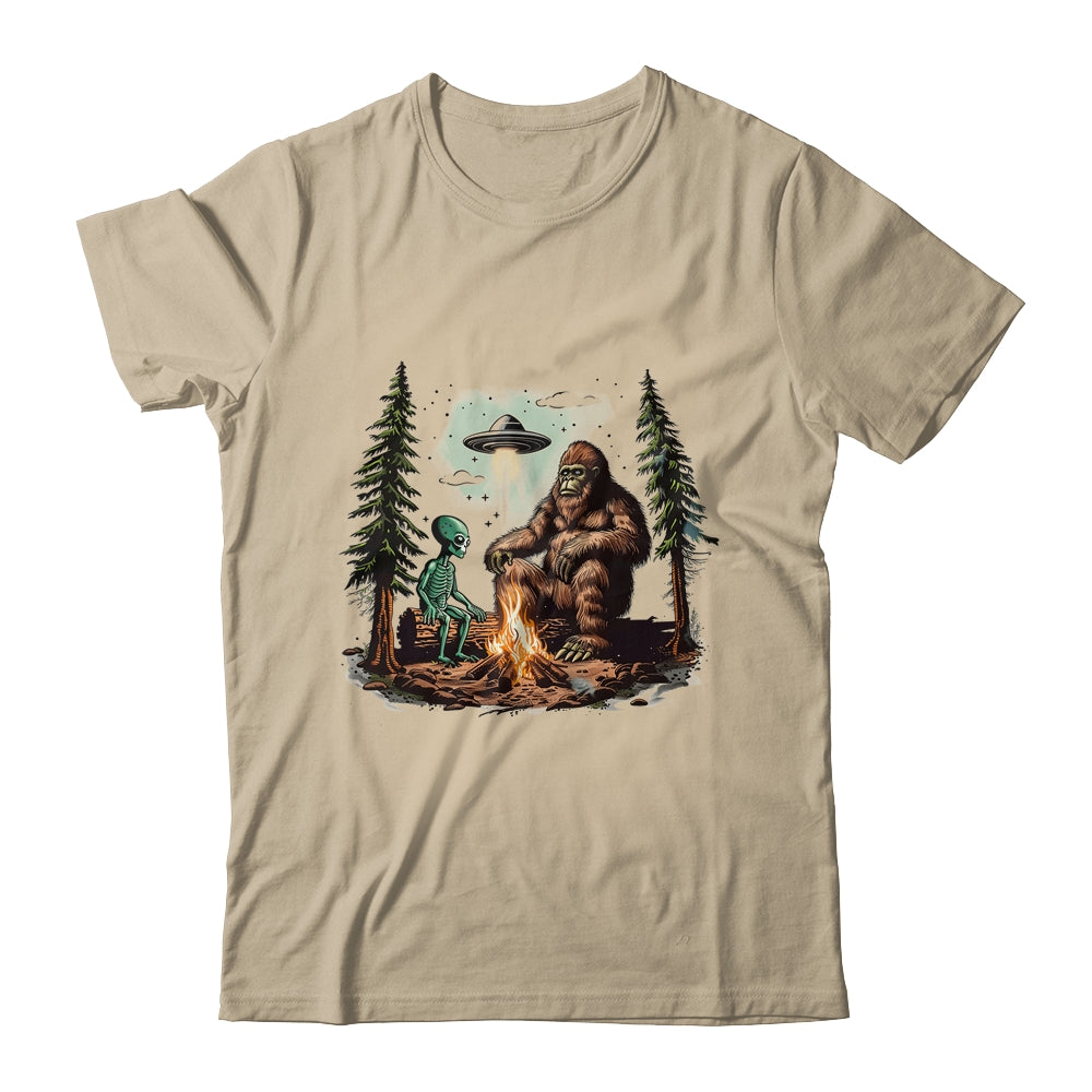 Bigfoot UFO Alien Campfire Hiking Sasquatch Outdoor Lovers Shirt & Tank Top | siriusteestore