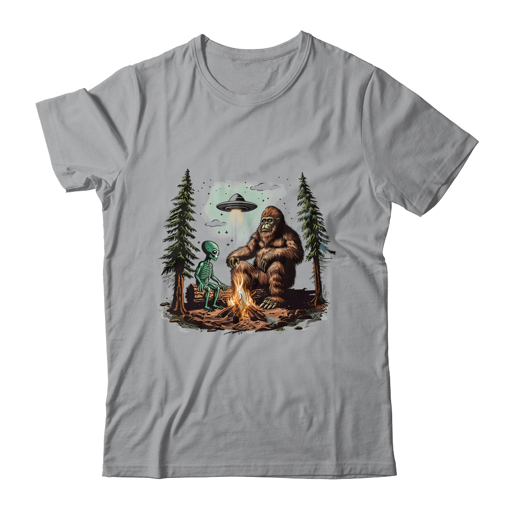 Bigfoot UFO Alien Campfire Hiking Sasquatch Outdoor Lovers Shirt & Tank Top | siriusteestore