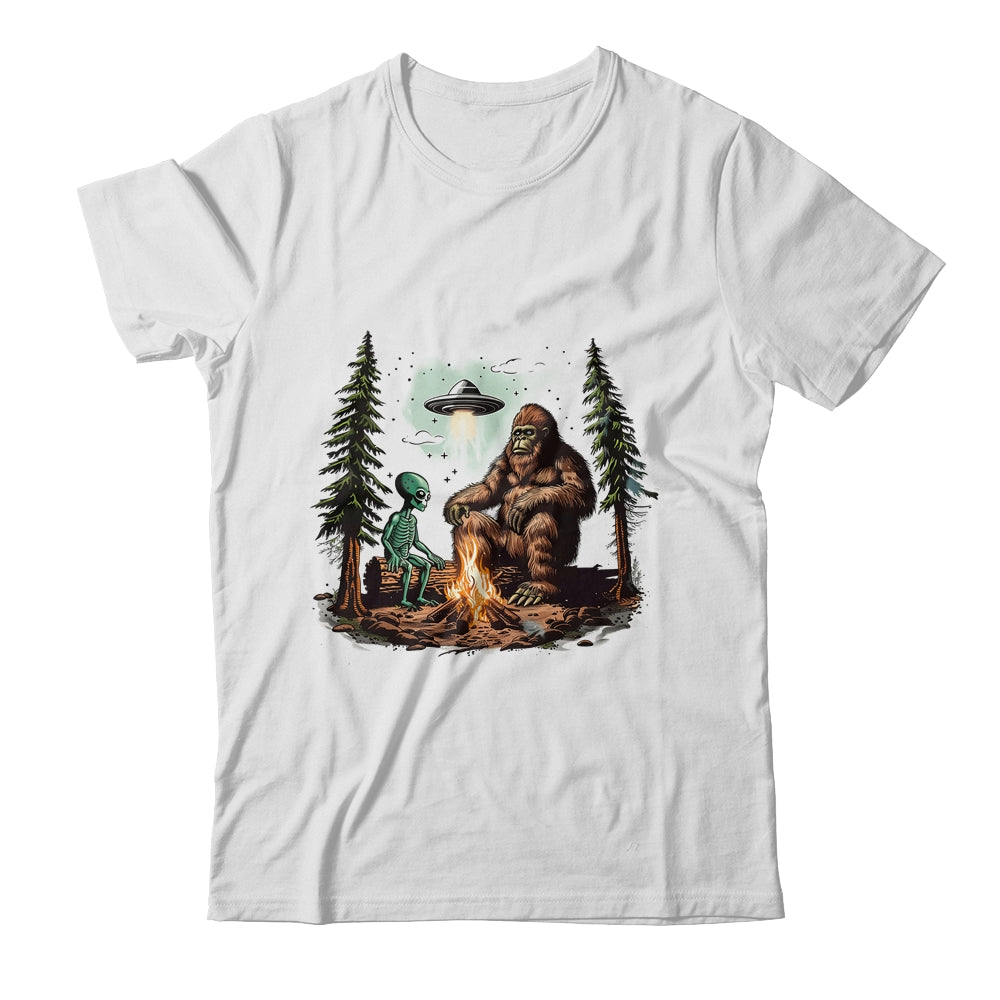 Bigfoot UFO Alien Campfire Hiking Sasquatch Outdoor Lovers Shirt & Tank Top | siriusteestore