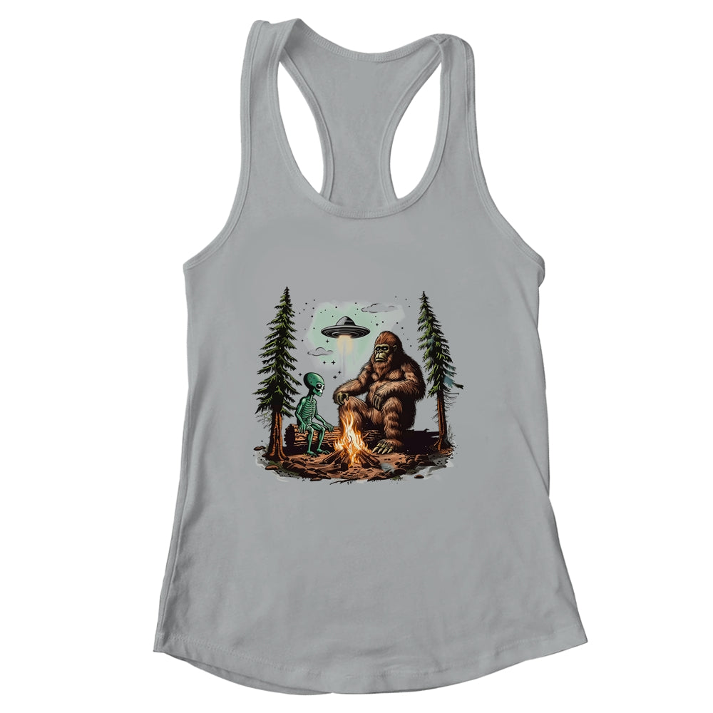 Bigfoot UFO Alien Campfire Hiking Sasquatch Outdoor Lovers Shirt & Tank Top | siriusteestore