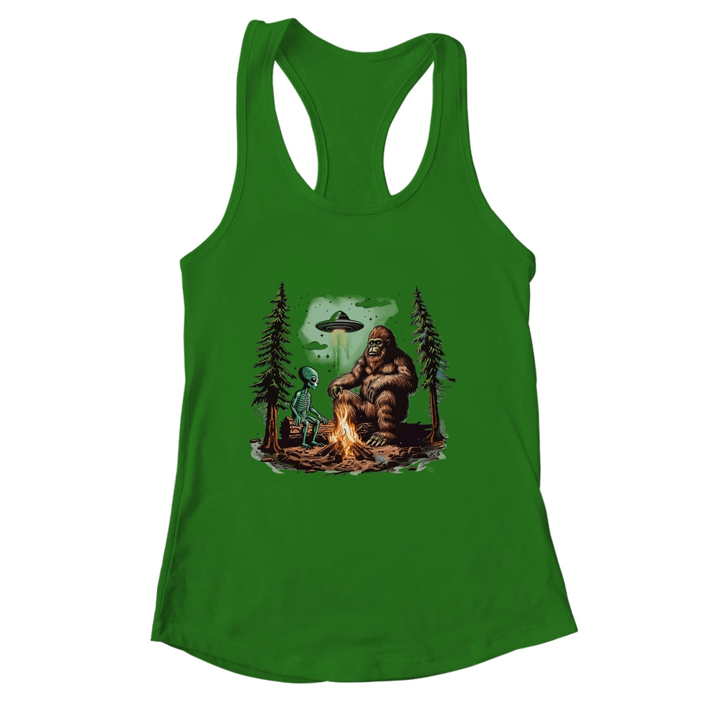 Bigfoot UFO Alien Campfire Hiking Sasquatch Outdoor Lovers Shirt & Tank Top | siriusteestore