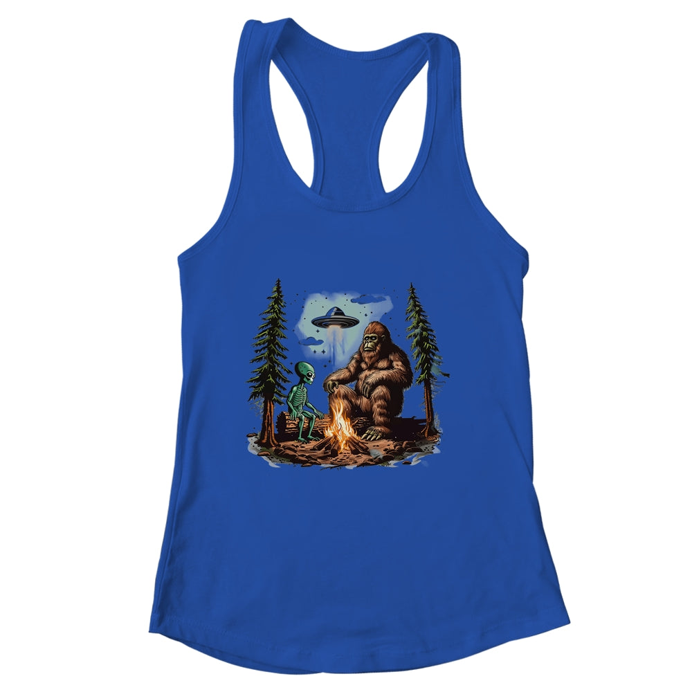Bigfoot UFO Alien Campfire Hiking Sasquatch Outdoor Lovers Shirt & Tank Top | siriusteestore