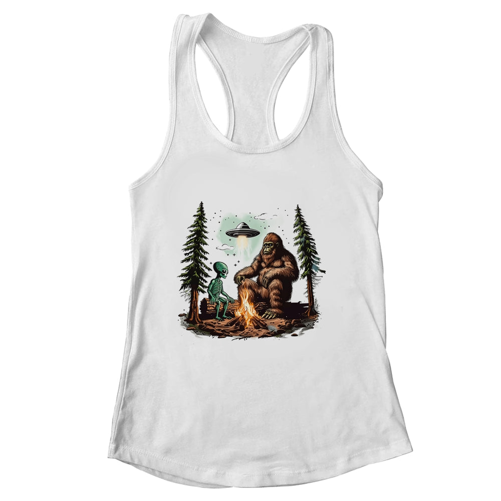 Bigfoot UFO Alien Campfire Hiking Sasquatch Outdoor Lovers Shirt & Tank Top | siriusteestore