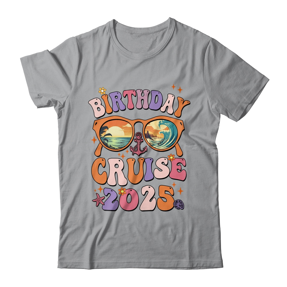 Birthday Cruise Squad Birthday Girls Party 2025 Groovy Shirt & Tank Top | siriusteestore