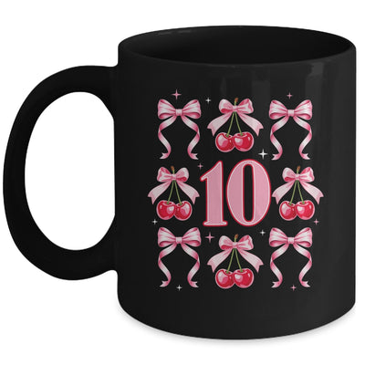 Birthday Girl 10th Birthday Cherry Coquette Bow 10 Years Old Mug | siriusteestore