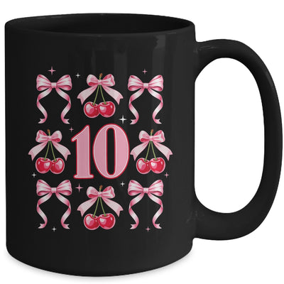 Birthday Girl 10th Birthday Cherry Coquette Bow 10 Years Old Mug | siriusteestore