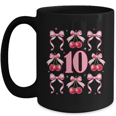 Birthday Girl 10th Birthday Cherry Coquette Bow 10 Years Old Mug | siriusteestore